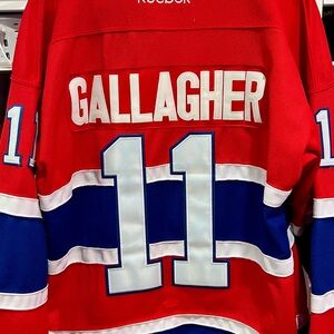 Reebok Red and Blue Hockey Jersey with Number 11